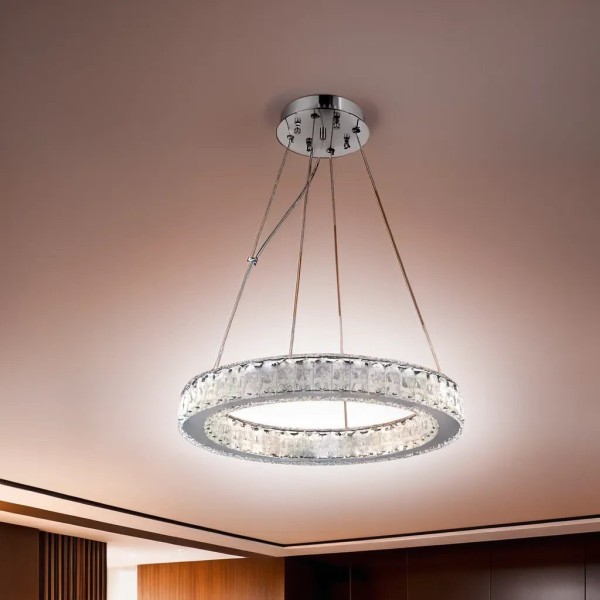 Candelabru LED RFAN, Model 70032-500, Textura Cristal, Metal, 60W, Argintiu [1]