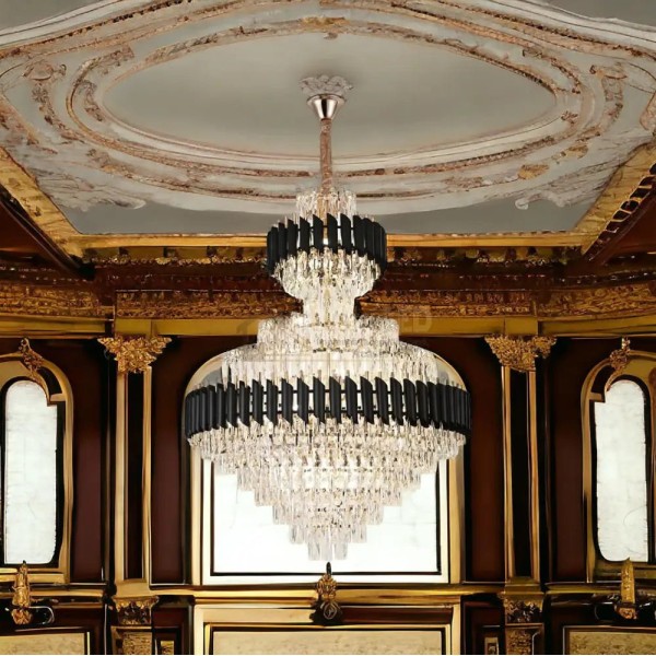 Candelabru RFAN, Model S89001/800x1050, Textura Cristal, Metal, 22 X E27, Negru/Auriu [1]
