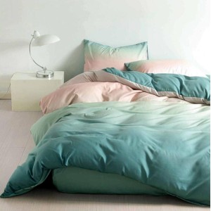 Lenjerie pat 140x200cm, 4 piese, cu ELASTIC,  Verde