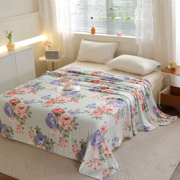Pătură Super Soft Cocolino, 200x230 cm – Răsfăț absolut în zilele reci, Verzui, flori [1]