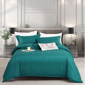 Lenjerie de Pat 140x200cm, HoReCa, 4 Piese din Damasc Finetat - Lux, Confort si intretinere Usoara, Fara Calcare, Turquoise