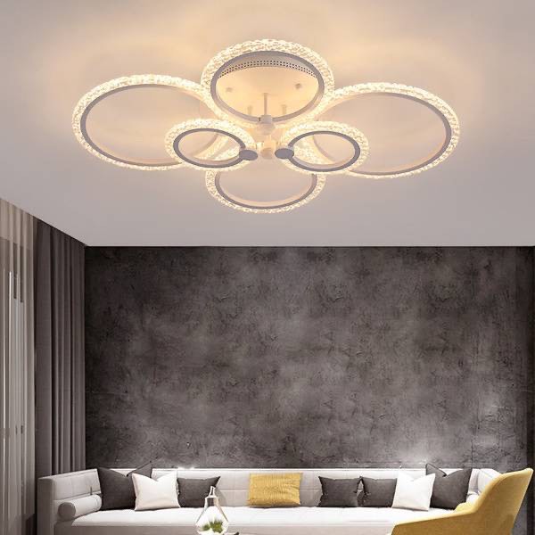 Lustra LED RFAN, Model Q38/6, Cu Telecomanda, 3 Tipuri De Lumina, Intensitate Reglabila, 160W, Alb [1]