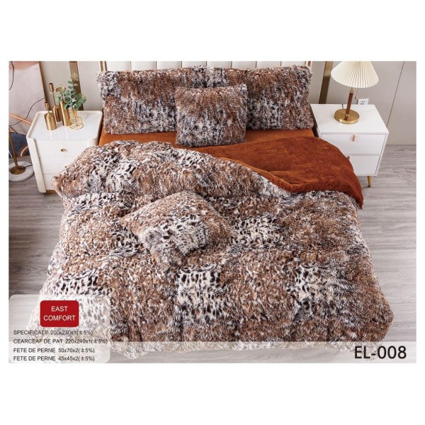 Lenjerie pat dublu, Super Pufoasa COCOLINO Fluffy, 6 piese, maro, animal print [1]