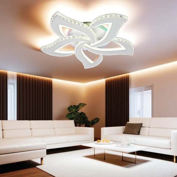 Lustra LED RFAN, Model R9097-5, Cu Telecomanda, 3 Tipuri De Lumina Plus Lumina RGB, Intensitate Reglabila, 76W, Alb [1]