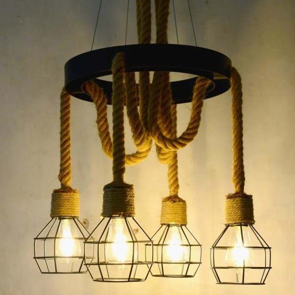 Pendul Rustic RFAN, Model 8413-4P, 4 X E27, Inaltime Reglabila [1]