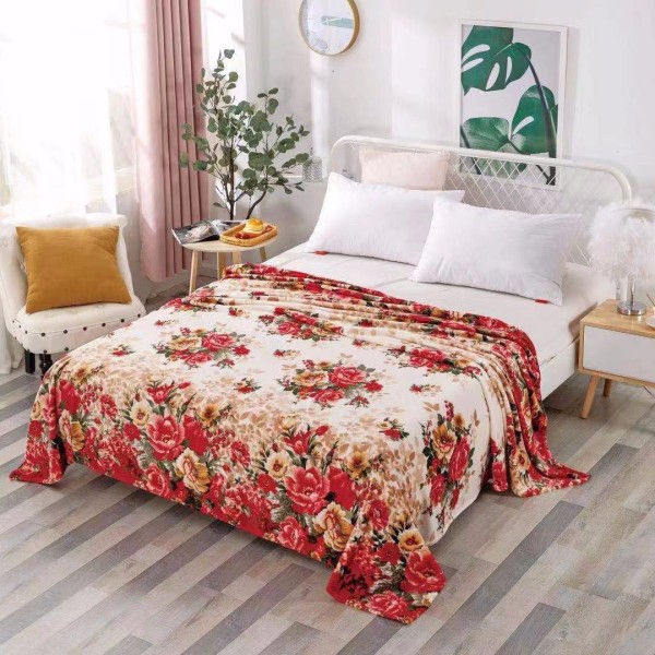 Patura pufoasa cocolino 200x230cm, 240g/mp, Rosu, flori [1]