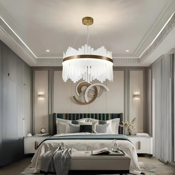 Candelabru LED RFAN, Model H2126/600, Textura Cristal, Metal, 148W, Auriu [1]
