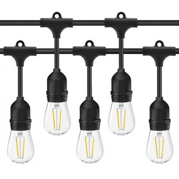 Ghirlanda Luminoasa Cu Pendule RFAN, Gradina, Terasa, 20 M, 20 Fasung E27, Fara Becuri, Negru [1]