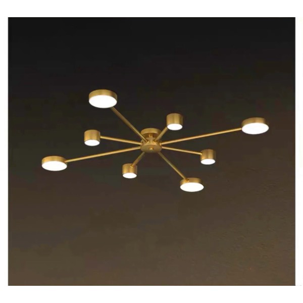 Lustra LED RFAN, Model R9029-8, Cu Telecomanda, 3 Tipuri De Lumina, Intensitate Reglabila, 96W, Auriu [1]