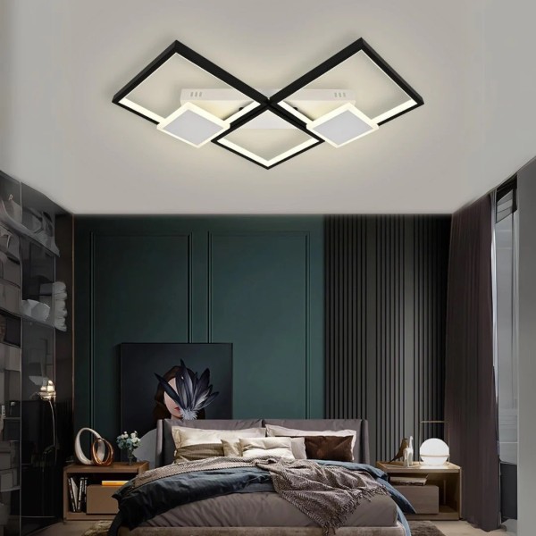 Lustra LED RFAN, Model R9059/S2, Cu Telecomanda, 3 Tipuri De Lumina, Intensitate Reglabila, 120W, Alb/Negru [1]