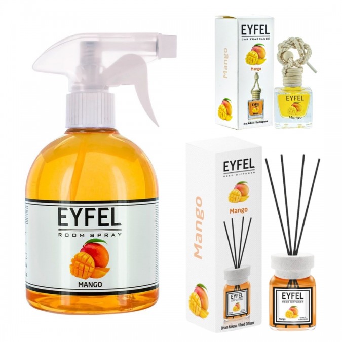 Set 3 odorizante Eyfel odorizant de camera cu betisoare 120ML + spray 500ML + auto 10ML - Mango
