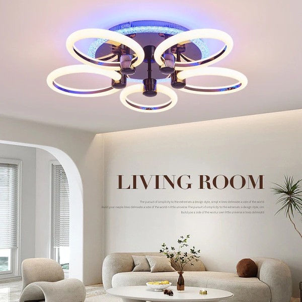 Lustra LED RFAN, Model 1003-5RGB, Cu Telecomanda, 3 Tipuri De Lumina Plus Lumina RGB, Intensitate Reglabila, Negru [1]