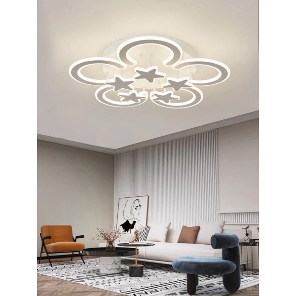 Lustra LED RFAN, Model M255/5+5, Cu Telecomanda, 3 Tipuri De Lumina, Intensitate Reglabila, 200W, Alb [1]