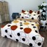Set Lenjerie pat dublu + 2 draperii, finet, 8 piese, Crem, Maro, cercuri, buline [7]