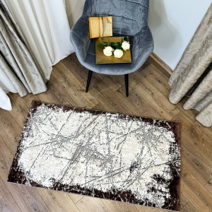 Covor Modern, Elegant, 80x300cm gros si pufos, SHINNY V1, Maro/Gri/Alb Covor Modern, Elegant, 80x300cm gros si pufos, SHINNY V1, Maro/Gri/Alb