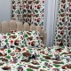 Set Lenjerie Pat Dublu Crăciun 4 Piese + 2 Draperii 150x235cm din Bumbac Ranforsat – Confort și Eleganță, Fabricat în România, Alb, Verde, Maro, Verde, veverite