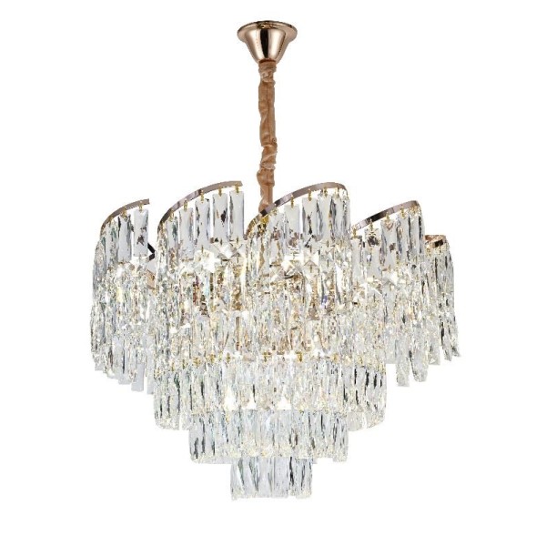 Candelabru RFAN, Model RF382/500, Textura Cristal, Metal, 8 X E14, Auriu [1]