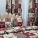 Set Lenjerie Pat Dublu Crăciun 4 Piese + 2 Draperii 150x235cm din Bumbac Ranforsat – Confort și Eleganță, Fabricat în România, Roșu, Bej, pătrățele, reni