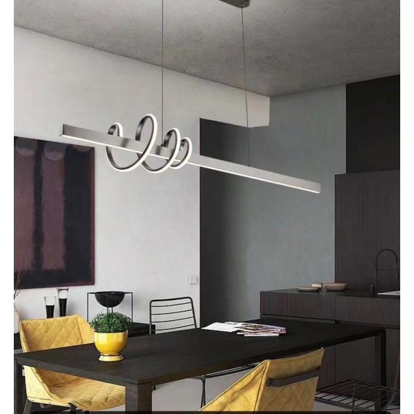Pendul LED RFAN, Model 1768, Cu Telecomanda, 3 Tipuri De Lumina, Inaltime Reglabila, 50W, Gri [1]