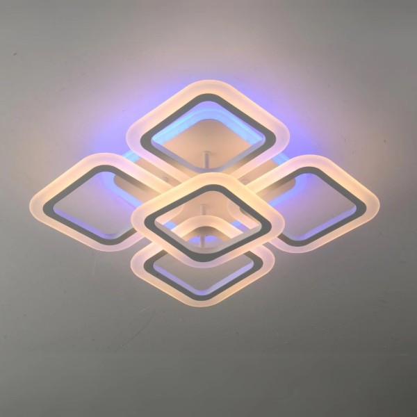 Lustra LED RFAN, Model M20/4+1RGB, cu Telecomanda, 3 Tipuri de Lumina plus Lumina RGB, Intensitate Reglabila, 58W, Alb [1]