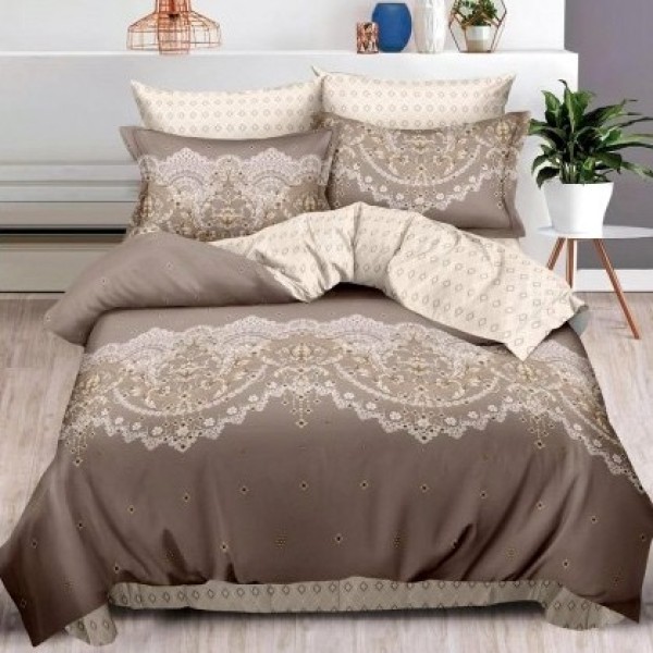 Lenjerie pat dublu (140x200cm, 160x200cm, 180x200cm),  FINET, 6 piese, Maro, model oriental [1]