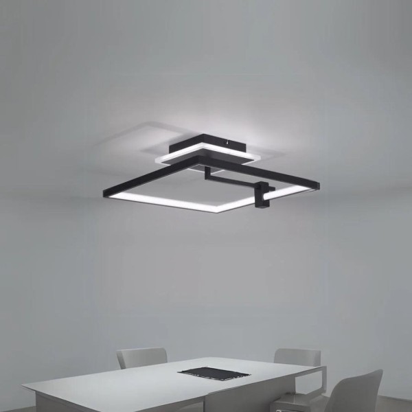 Lustra LED RFAN, Model JX60018-1, Cu Telecomanda, 3 Tipuri De Lumina, Intensitate Reglabila, 55W, Negru [1]