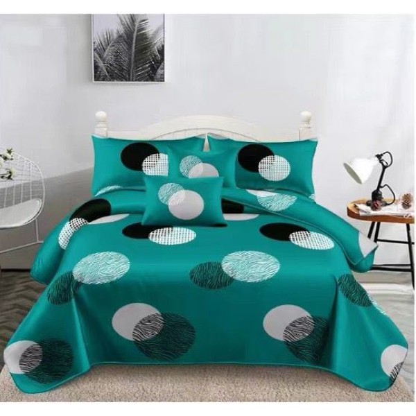 Lenjerie pentru Pat Dublu, Cocolino Premium, 4 Piese – Plușată, Groasă, și Călduroasă, Ideală pentru Iarnă –  Confort Maxim, Antișifonare, Turquoise, buline [1]