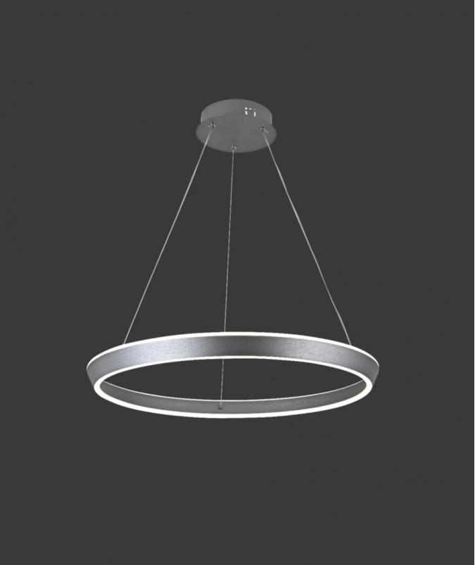 Lustra LED Tip Pendul RFAN, Model C23009/1, Cu Telecomanda, 3 Tipuri De Lumina, Inaltime Reglabila, 160W, Gri