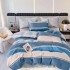Lenjerie pat dublu, Finet, 6 piese, Albastru, dungi [9]