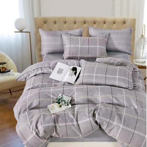 Lenjerie pat dublu (140x200cm, 160x200cm, 180x200cm),  FINET, 6 piese, Gri, patratele