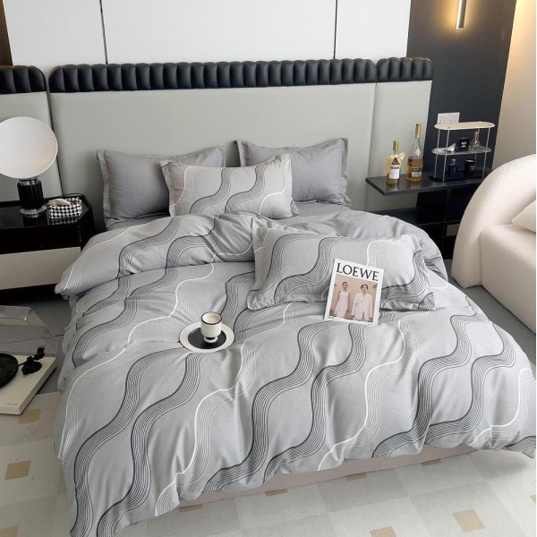 Lenjerie pat dublu (140x200cm, 160x200cm, 180x200cm),  FINET, 6 piese, Gri [1]