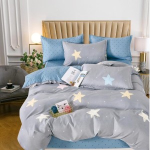 Lenjerie pat dublu (140x200cm, 160x200cm, 180x200cm),  FINET, 6 piese, Gri, stelute