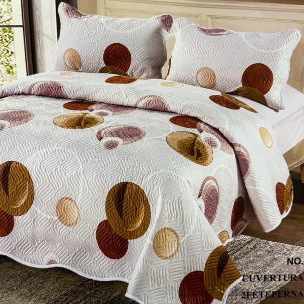 Cuvertură Pat Dublu, 3 Piese, Bumbac 100% Imprimat – Calitate Premium, cu Imprimeu Durabil, cod CSA-CV19 [1]