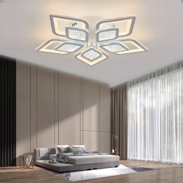 Lustra LED RFAN, Model M408-5, Cu Telecomanda, 3 Tipuri De Lumina, Intensitate Reglabila, 180W, Alb [1]