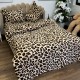 Lenjerie pat dublu, Super Pufoasa COCOLINO, 4 piese, cu ELASTIC, Bej, Maro, animal print