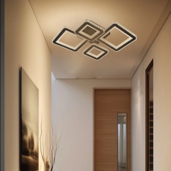Lustra LED RFAN, Model R9002/2+2, Cu Telecomanda, 3 Tipuri De Lumina, Intensitate Reglabila, 160W, Negru [1]