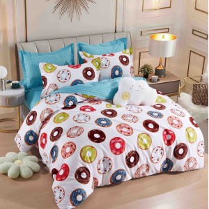 Lenjerie pat dublu,  FINET, 6 piese, cu ELASTIC, Jojo Home, Multicolor, gogosi