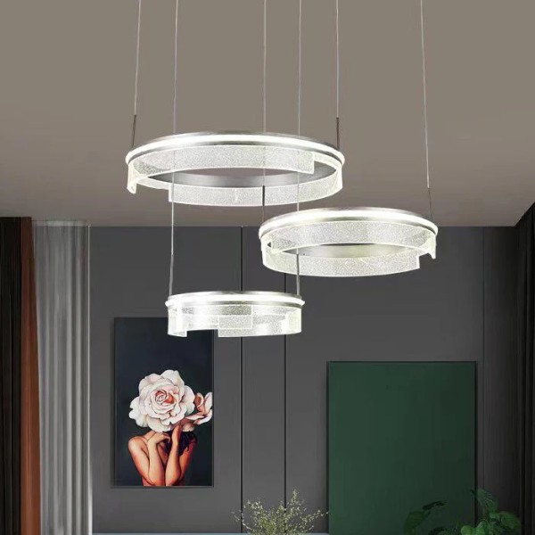 Lustra LED Tip Pendul RFAN, Model C23011/3, Cu Telecomanda, 3 Tipuri De Lumina, Inaltime Reglabila, 360W, Gri [1]