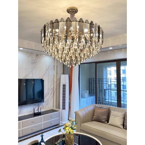 Candelabru RFAN, Model H98191/500, Textura Cristal, Metal, 8 X E27, Auriu [1]
