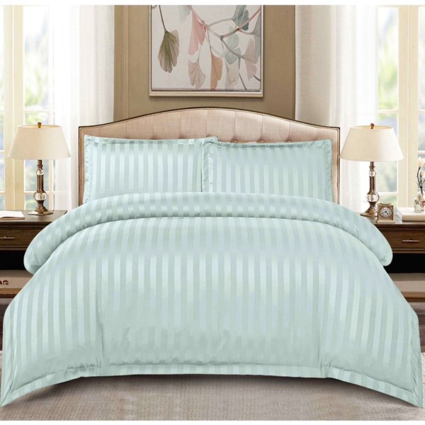 Lenjerie HoReCa, pat dublu, tip Damasc Finetat Deluxe cu Elastic, 4 piese, Aqua [1]