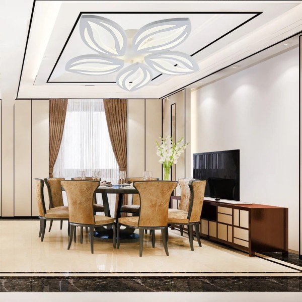 Lustra LED RFAN, Model K23/5, Cu Telecomanda, 3 Tipuri De Lumina, Intensitate Reglabila, 80W, Alb [1]