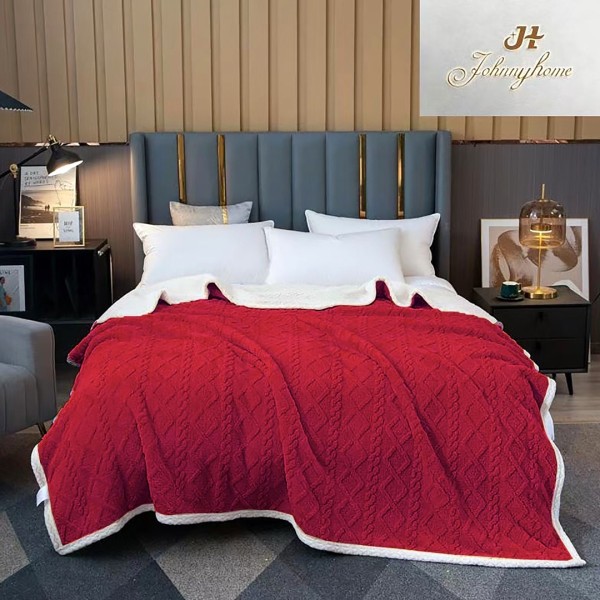 Patura CoCoLiNo tip Tricotaj cu blanita, 200x230cm, Rosu [1]
