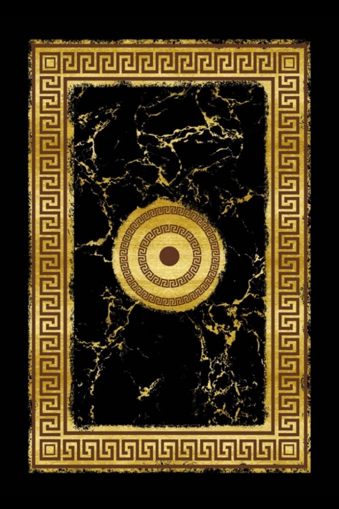 Covor Antiderapant, Design Greek, 180x280cm, Negru/Auriu