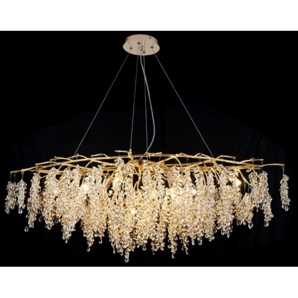 Candelabru RFAN, Model R9101/1200+550, Textura Cristal, Metal, 10 X E14, Auriu [1]