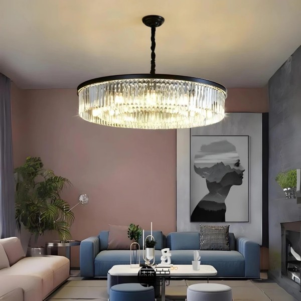 Candelabru RFAN, Model H98134/600, Textura Cristal, Metal, 10 X E14, Negru [1]