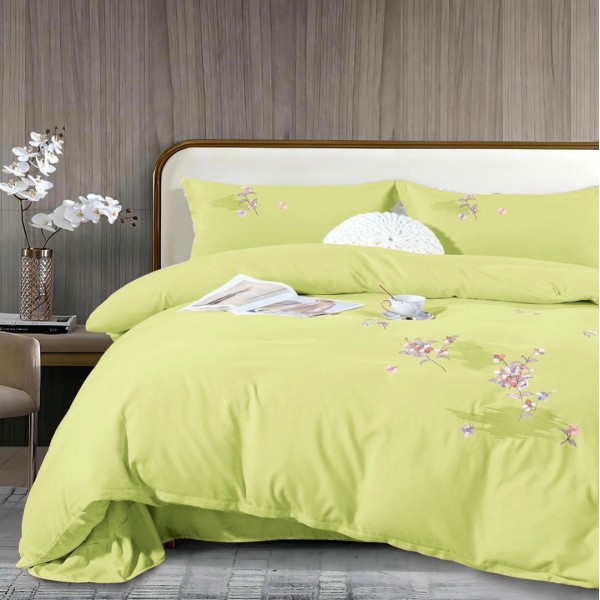 Lenjerie pat dublu, Finet All Season Deluxe cu BRODERIE, 4 piese, Galben Pai [1]