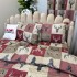 Set Lenjerie Pat Dublu Crăciun 4 Piese + 2 Draperii 150x235cm din Bumbac Ranforsat – Confort și Eleganță, Fabricat în România, Roșu, Bej, pătrățele, reni [8]