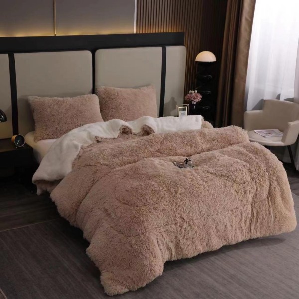 Pilota Super Pufoasă CoCoLiNo Fluffy cu Blăniță Sherpa Asortată, 200x230 cm, 4 kg, 2 Fețe de Pernă Asortate, 50x70cm – Căldură Instantă și Confort de Lux pentru Nopți Reci, Bej [1]