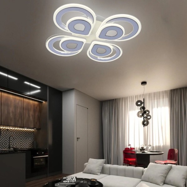 Lustra LED RFAN, Model R9009/4+4, Cu Telecomanda, 3 Tipuri De Lumina, Intensitate Reglabila, 160W, Alb [1]