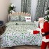 Set Lenjerie Pat Dublu Crăciun 4 Piese + 2 Draperii 150x235cm din Bumbac Ranforsat – Confort și Eleganță, Fabricat în România, Gri, Verde, crenguțe de brad, vasc [2]